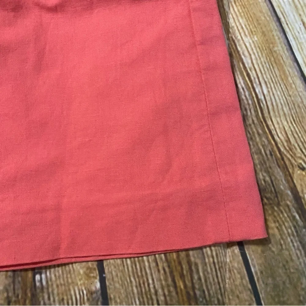 J Crew Coral Linen Blend Stretch Waist Sidewalk A Line Skirt